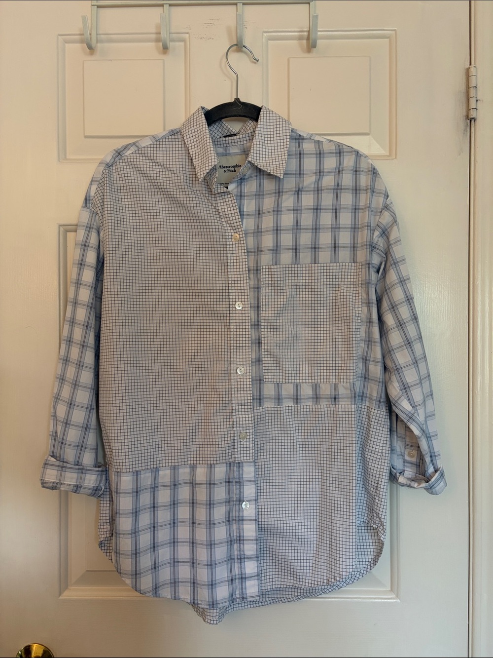 Abercrombie & Fitch Oversized Patchwork Plaid Button Up Shirt XS
